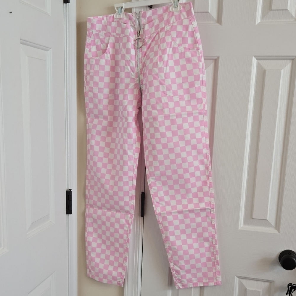Pink Checkered Pants Hoes Before Bros